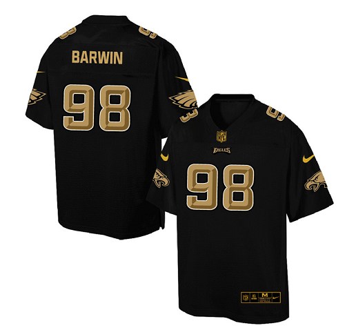 Men's Elite Connor Barwin Nike Jersey Black - #98 Pro Line Gold Collection NFL Philadelphia Eagles